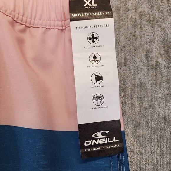 O'Neill Swim Shorts Trunks Mens XL  Pink Blue Lightweight Drawstring New - Picture 2 of 8